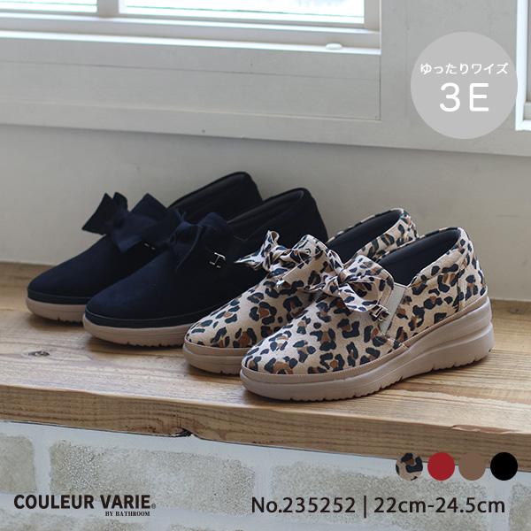 スリッポン レディース リボン 幅広 甲高 甲深 外反母趾 内反小趾 3e 3E 靴 洗える フラット クロールバリエ No.235252 SALE セール ※交換返品不可 | COULEUR VARIE