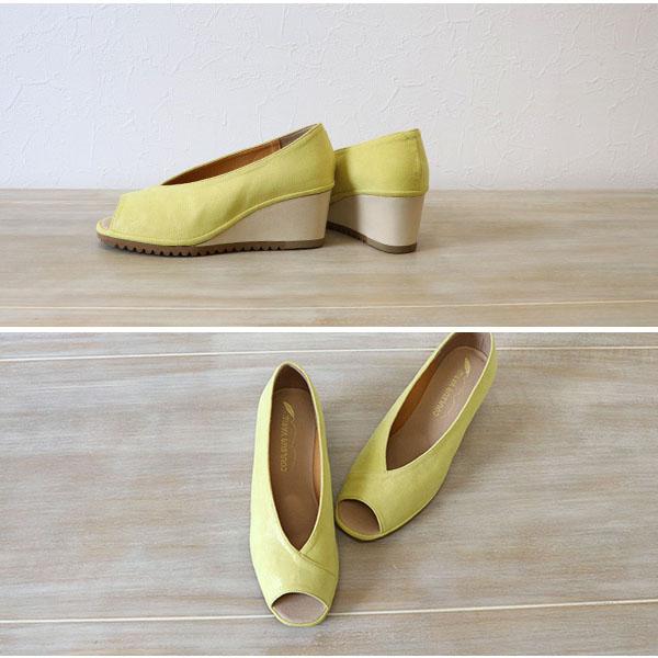 パンプス 軽量 切り替え オープントゥ  3E 痛くない Vカット 柔らかい ウェッジヒール 幅広 甲高 甲深 外反母趾 内反小趾 軽い 軽量 クロールバリエ No.274231 | COULEUR VARIE | 02