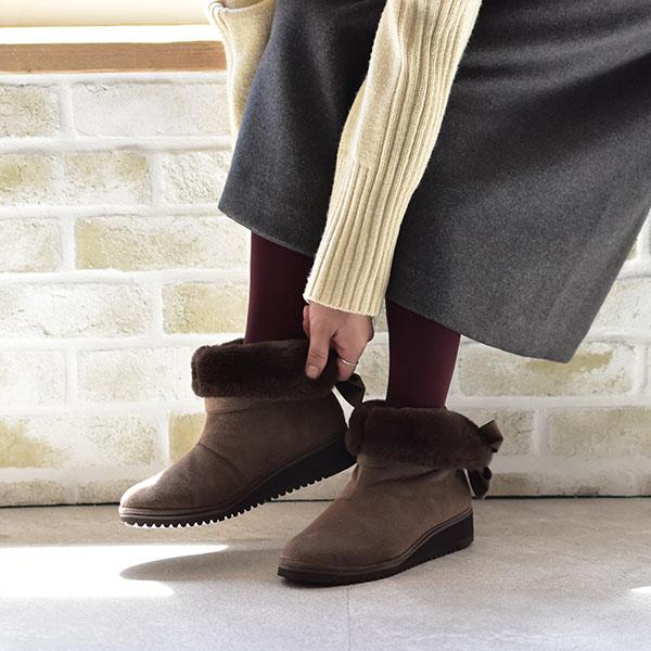 ショートブーツ 軽量 3WAY 内ボア ファー リボン 暖かい 軽い 3E 外反母趾 幅広 甲高 No.274283 クロールバリエ セール ※交換返品不可 | COULEUR VARIE | 03