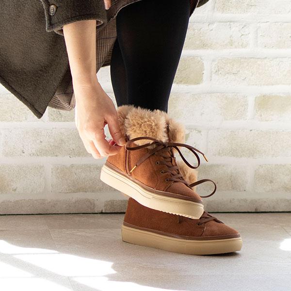 スニーカー ハイカット ファー 3E 幅広 甲高 外反母趾 内反小趾 ファスナー 痛くない 柔らかい 洗える 278284 クロールバリエ セール ※交換返品不可 | COULEUR VARIE | 01