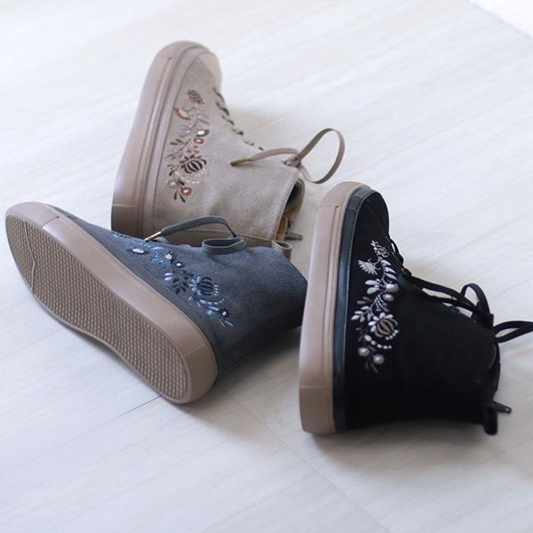 スニーカー ハイカット インヒール レディース 3E 幅広 甲高 刺繍 ボタニカル 痛くない 柔らかい 278286 クロールバリエ セール ※交換返品不可 | COULEUR VARIE | 02