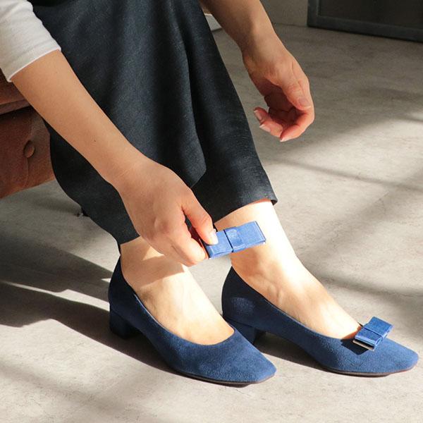 リボン パンプス 2way 取り外し チャンキーヒール レディース 痛くない 楽 クロールバリエ No.329281 ※SALE セール 交換返品不可 | COULEUR VARIE | 03