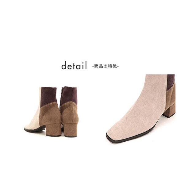 ショートブーツ 旅行 痛くない ヒール 楽 カラフル 3カラー トリオカラー チャンキーヒール 秋冬 クロールバリエ No.329282 セール ※交換返品不可 | COULEUR VARIE | 05