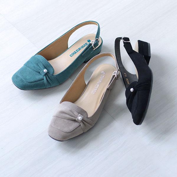 バックストラップ パンプス パール リボン レディース 痛くない 軽量 ローヒール 幅広 甲高 外反母趾 上品 クロールバリエ 344232※返品・交換不可 | COULEUR VARIE | 04