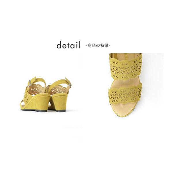 洗える靴 サンダル カットワーク レディース ウェッジソールサンダル 3e 甲高 幅広 痛くない 夏 旅行 クロールバリエ No.344236 セール ※交換返品不可 | COULEUR VARIE | 13