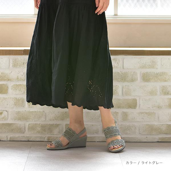 洗える靴 サンダル カットワーク レディース ウェッジソールサンダル 3e 甲高 幅広 痛くない 夏 旅行 クロールバリエ No.344236 セール ※交換返品不可 | COULEUR VARIE | 05