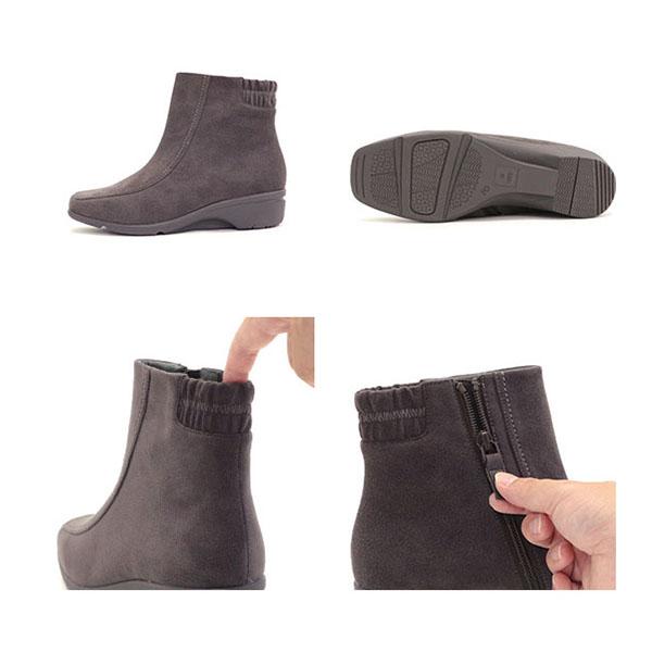 ショートブーツ シャーリング ギャザー 軽量 3E 3e 幅広 甲高 外反母趾 洗える レディース シューズ 女性 シンプル 旅行 カジュアル クロールバリエ No.374285 | COULEUR VARIE | 06