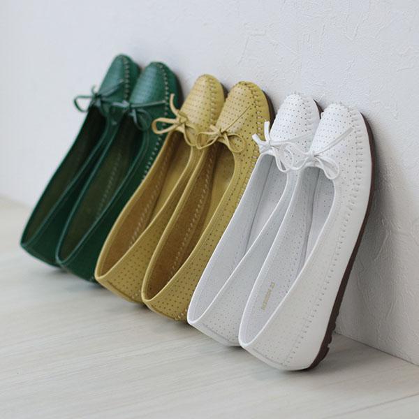 バレエシューズ モカシン ぺたんこ パンプス 痛くない 幅広 柔らかい フラットシューズ リボン カジュアル バスクラフト No.378830 セール SALE 交換返品不可 |  | 03