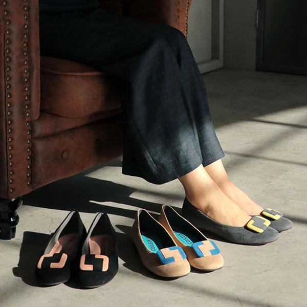 フラットパンプス レディース 2WAY バックル ラウンドトゥ ぺたんこ ローヒール 痛くない 洗える シンプル クロールバリエ No.429230 セール ※交換返品不可 | COULEUR VARIE | 02