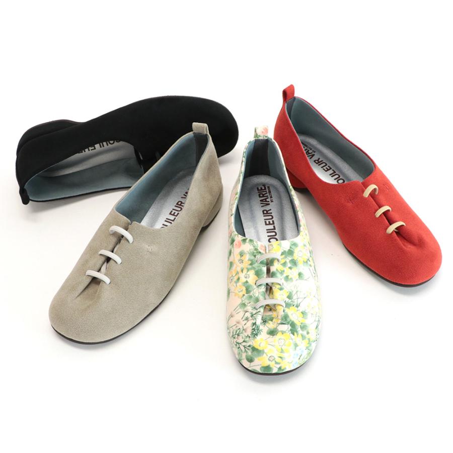 オブリークトゥ レースアップ スリッポン つま先 ゆったり 痛くない 3E 3e幅 ゆったり ローヒール レディース カジュアル ブランド 幅広 甲高 外反母趾 内反小趾 | COULEUR VARIE | 01