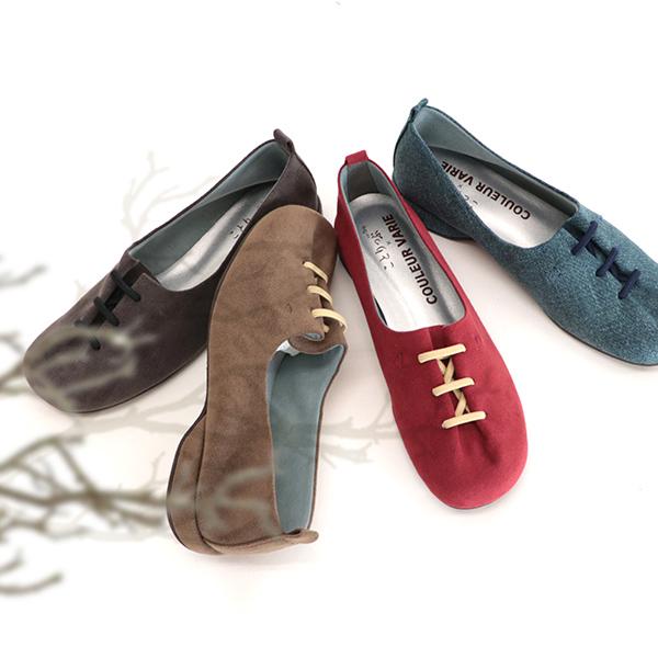 オブリークトゥ レースアップ スリッポン つま先ゆったり 痛くない 3E 3e幅 カジュアル 幅広 甲高 外反母趾 内反小趾 シンプル No.429232c クロールバリエ | COULEUR VARIE | 02