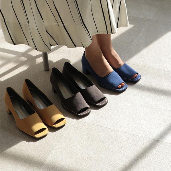 オープントゥパンプス 幅広 甲高 レディース ローヒール 軽い 楽 シンプル クロールバリエ No.429233 ※SALE セール 交換返品不可※ | COULEUR VARIE | 02