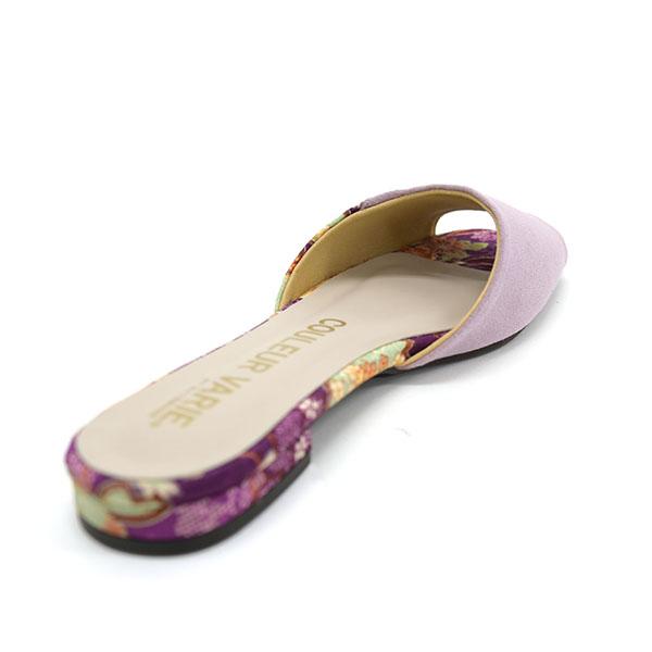 サンダル ミュール レディース アシンメトリー モチーフ 和柄 靴 幅細 ぺたんこ カジュアル 旅行 夏 日本製 クロールバリエ No.429234 セール ※交換返品不可 | COULEUR VARIE | 04