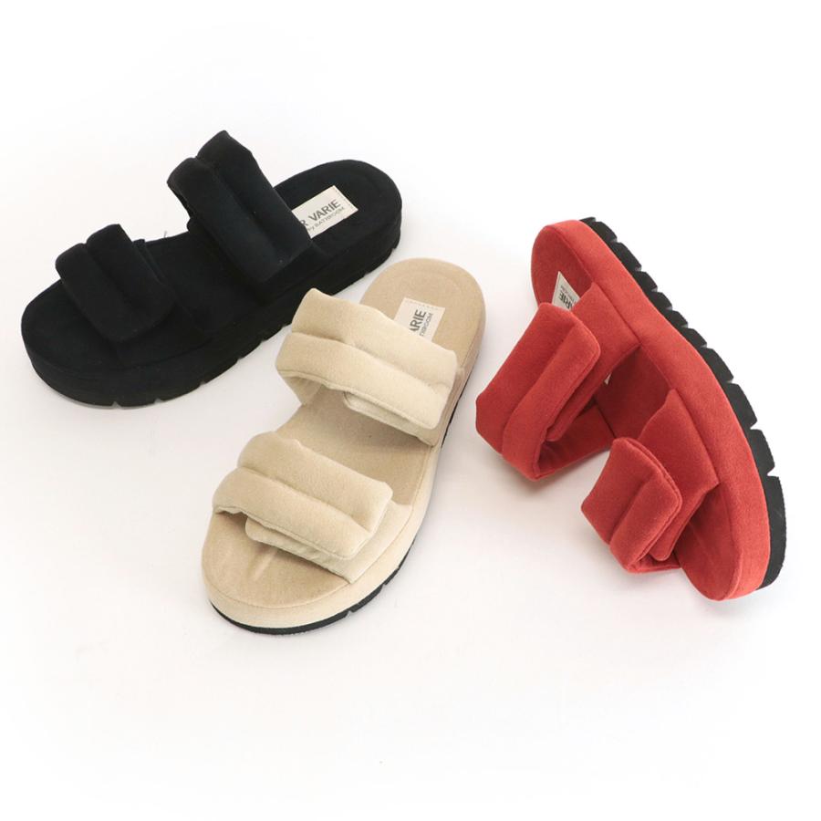 【洗える靴】ダブルベルトミュール サンダル パフベルト レディース 厚底 幅広 甲高 外反母趾 優しい   クロールバリエ No.435203※返品・交換不可 | COULEUR VARIE | 01