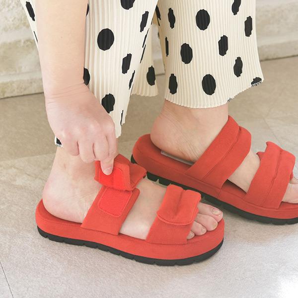 【洗える靴】ダブルベルトミュール サンダル パフベルト レディース 厚底 幅広 甲高 外反母趾 優しい   クロールバリエ No.435203※返品・交換不可 | COULEUR VARIE | 04