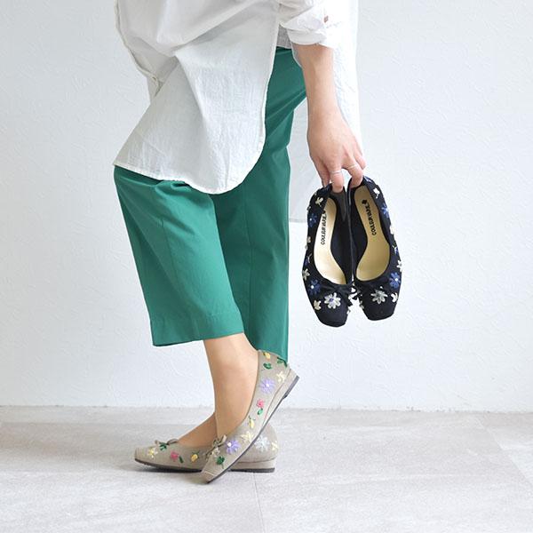 バレエシューズ パンプス スクエアトゥ ぺたんこ 痛くない 幅広 甲高 ゆったり 素足 21.5cm 25cm 3E幅 旅行 外反母趾 優しい 軽い リボン ローヒール 大きいサイ | COULEUR VARIE | 02