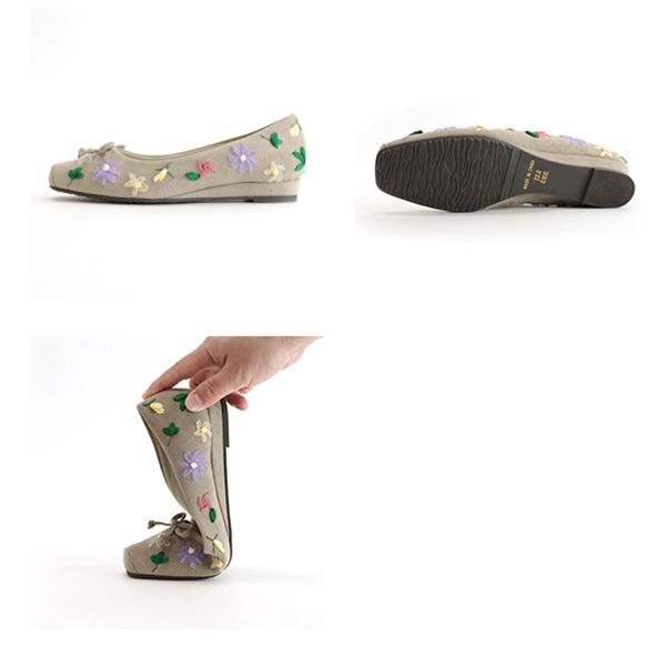 バレエシューズ パンプス スクエアトゥ ぺたんこ 痛くない 幅広 甲高 ゆったり 素足 21.5cm 25cm 3E幅 旅行 外反母趾 優しい 軽い リボン ローヒール 大きいサイ | COULEUR VARIE | 07