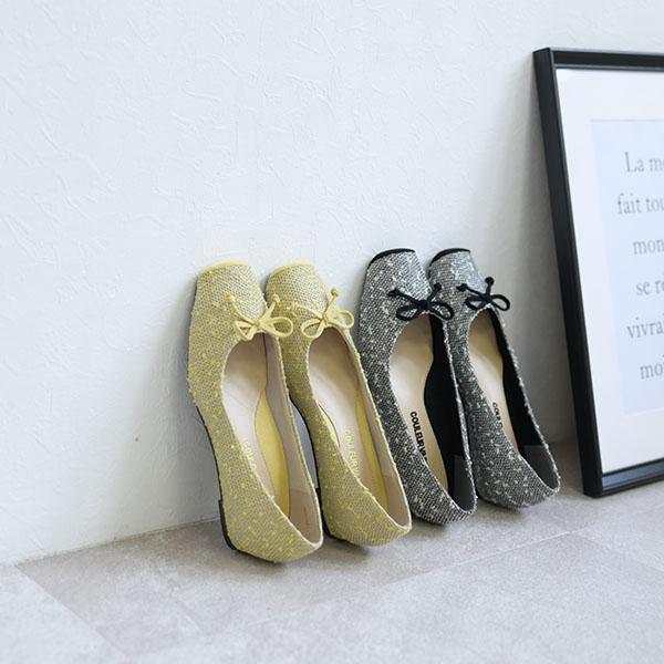 バレエシューズ パンプス スクエアトゥ リボン 幅広 甲高 3E 外反母趾 軽い No.444230C クロールバリエ SALE セール※交換返品不可 | COULEUR VARIE | 01