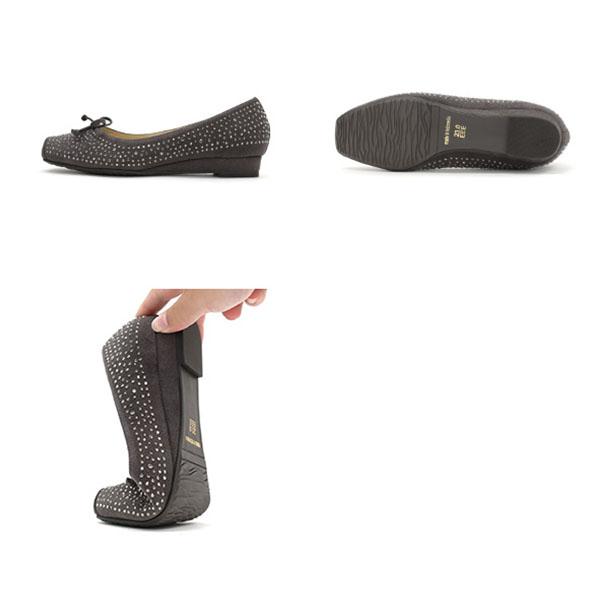 バレエシューズ パンプス スクエアトゥ 痛くない 幅広 甲高 ゆったり 素足 21.5cm 25cm 3E 旅行 外反母趾 柔らかい 軽い リボン クロールバリエ No.444230D | COULEUR VARIE | 12