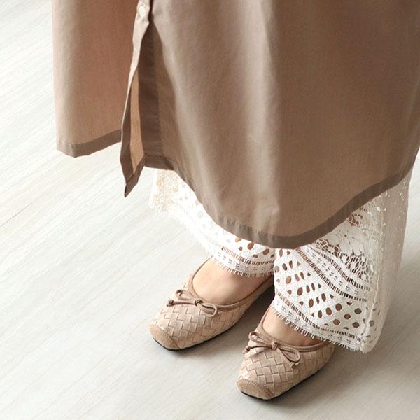 バレエシューズ パンプス スクエアトゥ 痛くない 幅広 甲高 ゆったり 素足 25cm 3E 旅行 外反母趾 優しい 軽い リボン ローヒール No.444230M クロールバリエ | COULEUR VARIE | 02