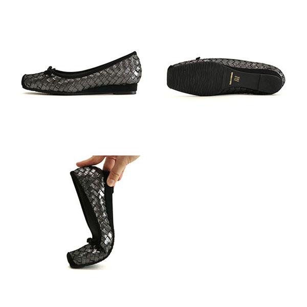 バレエシューズ パンプス スクエアトゥ 痛くない 幅広 甲高 ゆったり 素足 25cm 3E 旅行 外反母趾 優しい 軽い リボン ローヒール No.444230M クロールバリエ | COULEUR VARIE | 07