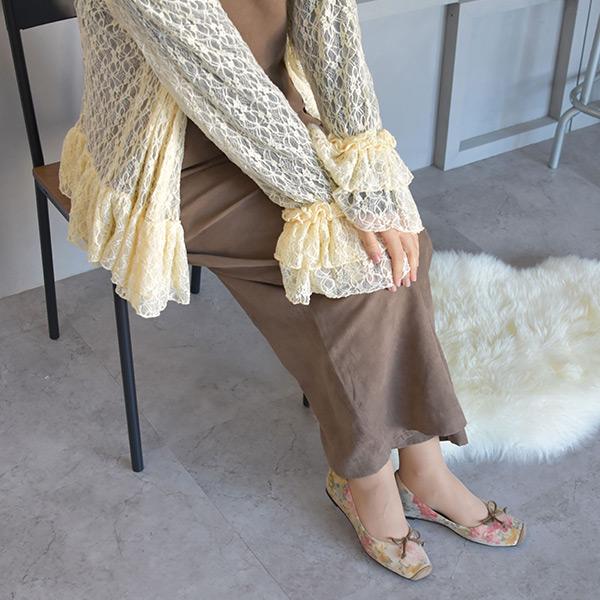 バレエシューズ パンプス スクエアトゥ 痛くない 幅広 甲高 ゆったり 21.5cm 25cm 3E 旅行 外反母趾 優しい リボン 大きいサイズ No.444230N クロールバリエ | COULEUR VARIE | 02