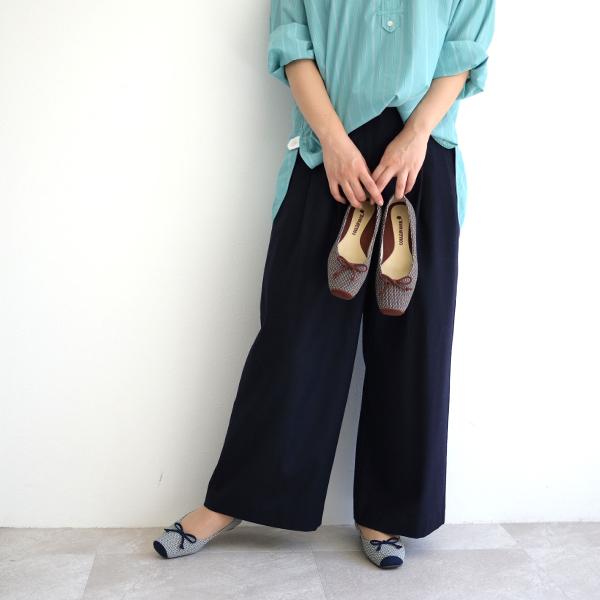 バレエシューズ パンプス リボン 痛くない 幅広 甲高 ゆったり 3E ツイード No.444230T クロールバリエ SALE セール 交換返品不可 | COULEUR VARIE | 01