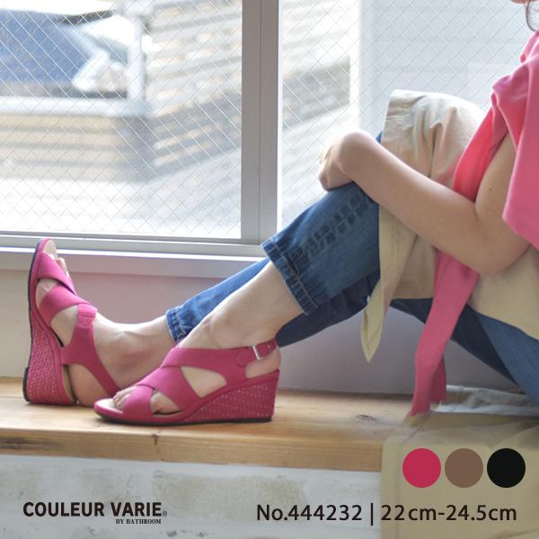 【洗える靴】サンダル クロスベルト ウエッジヒール レディース 痛くない 柔らかい 楽  洗える カジュアル リゾート  クロールバリエ No.444232※返品・交換不可 | COULEUR VARIE