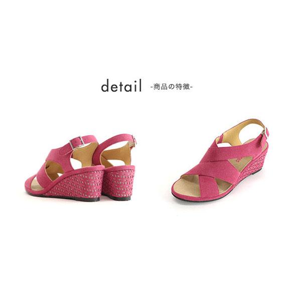 【洗える靴】サンダル クロスベルト ウエッジヒール レディース 痛くない 柔らかい 楽  洗える カジュアル リゾート  クロールバリエ No.444232※返品・交換不可 | COULEUR VARIE | 14