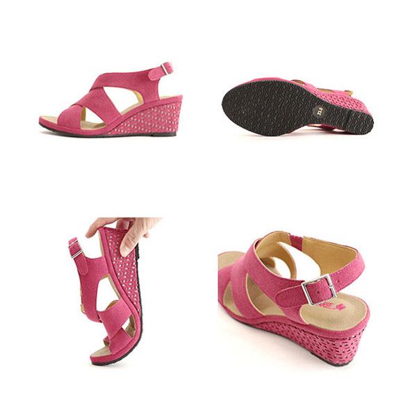 【洗える靴】サンダル クロスベルト ウエッジヒール レディース 痛くない 柔らかい 楽  洗える カジュアル リゾート  クロールバリエ No.444232※返品・交換不可 | COULEUR VARIE | 15