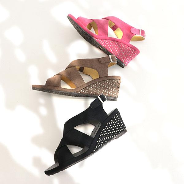 【洗える靴】サンダル クロスベルト ウエッジヒール レディース 痛くない 柔らかい 楽  洗える カジュアル リゾート  クロールバリエ No.444232※返品・交換不可 | COULEUR VARIE | 06