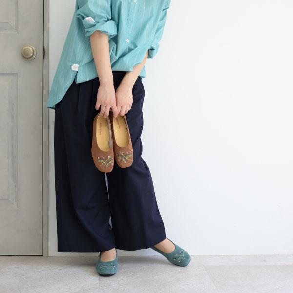 パンプス スクエアトゥ フラット ぺたんこ 洗える 幅広 甲高 ゆったり 3E 外反母趾 内反小趾 軽い 楽 痛くない 刺繍 ローヒール No.444280 クロールバリエ | COULEUR VARIE | 03
