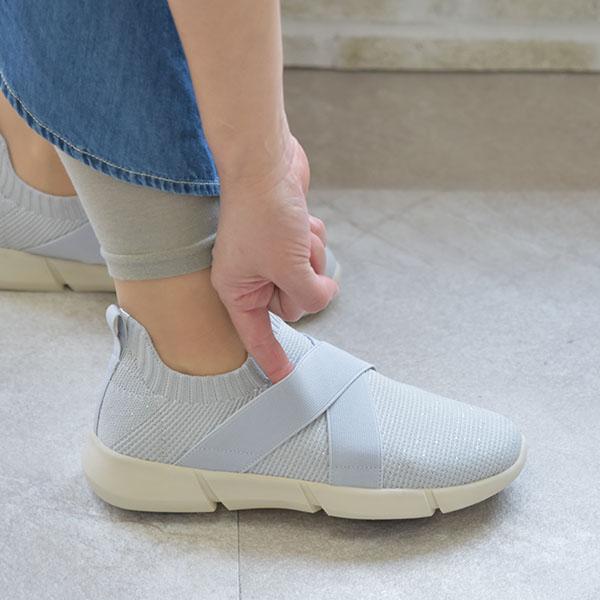レイン スニーカー ニットスニーカー スリッポン レディース 柔らかい 軽い 3E幅 幅広 甲高 甲深 外反母趾 内反小趾 撥水 オールウェザー バスルーム No.454101 | COULEUR VARIE | 03
