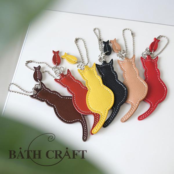 ネコ 猫 チャーム キーホルダー   かわいい   シンプル 黒 赤 ピンク ブルー イエロー グリーン ペールカラー メンカラ No.4736 バスクラフト※返品・交換不可※ | COULEUR VARIE