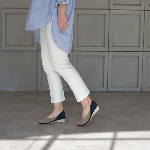 オープントゥパンプス バイカラー コンビカラー 幅広 甲高  軽量 3E 3e ステッチ 軽い 外反母趾 痛くなりにくい 女性 ブランド 歩きやすい※返品・交換不可 | COULEUR VARIE | 03