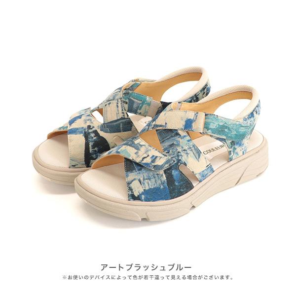 サンダル 軽量 クロスベルト 3E ゆったり 歩きやすい 楽 幅広 甲高 外反母趾 内反小趾 21.5cm 25cm 素足 ローヒール 痛くない 旅行 クロールバリエ No.474233 | COULEUR VARIE | 11