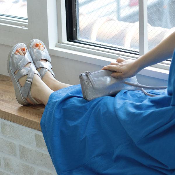 サンダル 軽量 クロスベルト 3E ゆったり 歩きやすい 楽 幅広 甲高 外反母趾 内反小趾 小さいサイズ 大きいサイズ 21.5cm 25cm 素足 ローヒール 痛くない 旅行 | COULEUR VARIE | 01