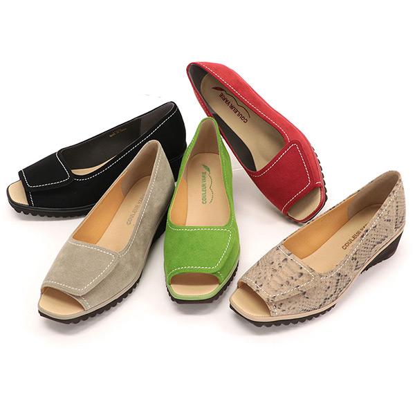 オープントゥパンプス レディース ステッチ 軽量 3E 幅広 甲高 外反母趾 痛くない 疲れない 幅調整 履きやすい クロールバリエ No.474236 セール ※交換返品不可 | COULEUR VARIE | 04