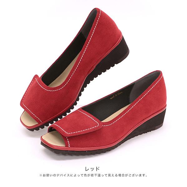 オープントゥパンプス レディース ステッチ 軽量 3E 幅広 甲高 外反母趾 痛くない 疲れない 幅調整 履きやすい クロールバリエ No.474236 セール ※交換返品不可 | COULEUR VARIE | 05