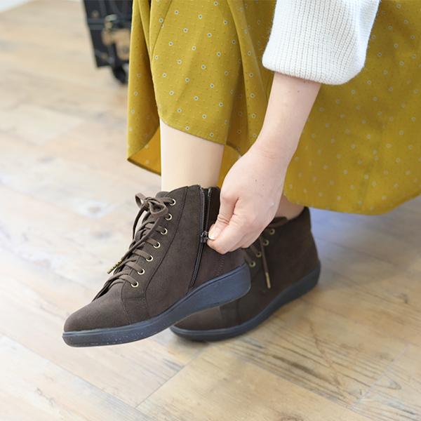 スニーカー  ハイカット レディース 3E 幅広 甲高 外反母趾 ファスナー 痛くない 柔らかい 旅行 No.474283c クロールバリエ セール ※交換返品不可 | COULEUR VARIE | 09