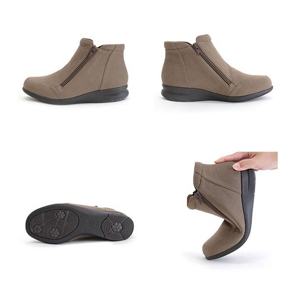 ショートブーツ Wファスナー 軽量 幅広 甲高 外反母趾 洗える 3e幅 ゆったり 歩きやすい 履きやすい レディース シンプル カジュアル クロールバリエ No.474284 | COULEUR VARIE | 11