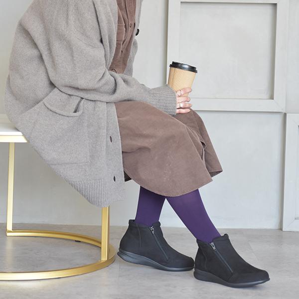 ショートブーツ Wファスナー 軽量 幅広 甲高 外反母趾 洗える 3e幅 ゆったり 歩きやすい 履きやすい レディース シンプル カジュアル クロールバリエ No.474284 | COULEUR VARIE | 03