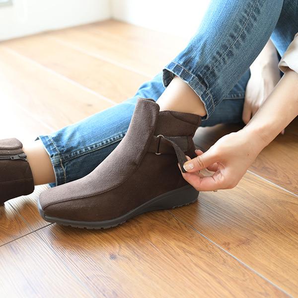 ショートブーツ ベルト 軽量 3E 3e 幅広 甲高 外反母趾 洗える レディース 靴 シューズ シンプル 旅行 カジュアル 疲れにくい 楽 クロールバリエ No.474287A | COULEUR VARIE | 06