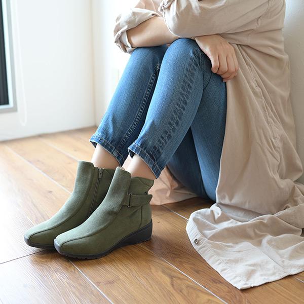 ショートブーツ ベルト 軽量 3E 3e 幅広 甲高 外反母趾 洗える レディース 靴 シューズ シンプル 旅行 カジュアル 疲れにくい 楽 クロールバリエ No.474287A | COULEUR VARIE | 07