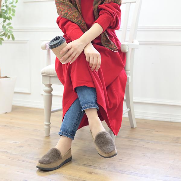 モカシン ファー レディース  旅行 靴 痛くない 洗える ぺたんこ フラットシューズ シンプル 柔らかい クロールバリエ No.474288 セール ※交換返品不可 | COULEUR VARIE | 02