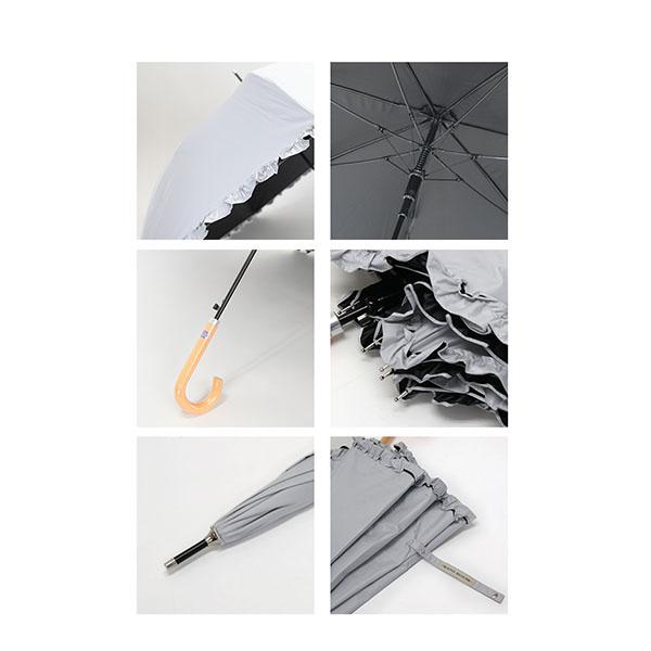 日傘 雨傘 晴雨兼用  レディース 遮蔽率99% 撥水 傘 長傘 60cm パラソル 紫外線カット UVカット フリル 梅雨 レイン 日焼け ジャンプ傘 自動※返品交換不可※ | COULEUR VARIE | 06