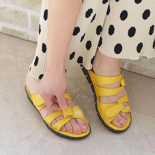 ベルトサンダル レディース ぺたんこ 3e幅 3E 幅広 甲高 外反母趾 内反小趾 女性用 大きいサイズ カジュアル バスクラフト No.478830 セール ※交換返品不可 | COULEUR VARIE | 03