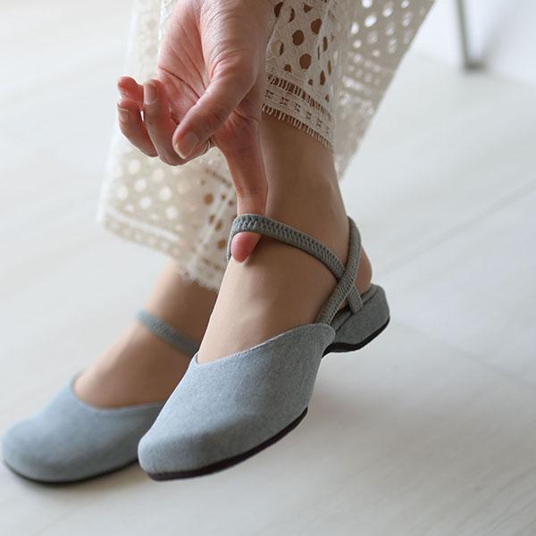 サンダル レディース ストラップ つま先 甲高 幅広 3E 外反母趾 ぺたんこ ダブルストラップ デニム ピースdeミライ リサイクル素材 クロールバリエ No.537201 | COULEUR VARIE | 03