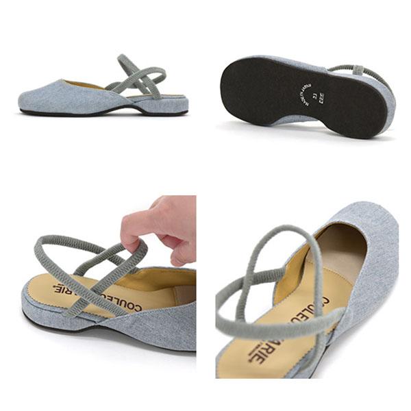 サンダル レディース ストラップ つま先 甲高 幅広 3E 外反母趾 ぺたんこ ダブルストラップ デニム ピースdeミライ リサイクル素材 クロールバリエ No.537201 | COULEUR VARIE | 08