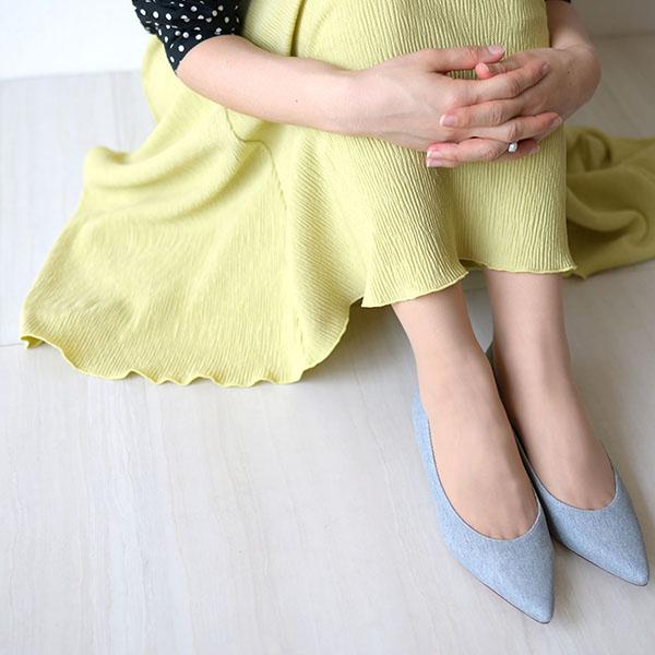 ポインテッドトゥ パンプス フラットパンプス 痛くない 楽 ウォッシャブル 大人 かわいい デニム ピースdeミライ リサイクル素材 クロールバリエ No.537202 | COULEUR VARIE | 01